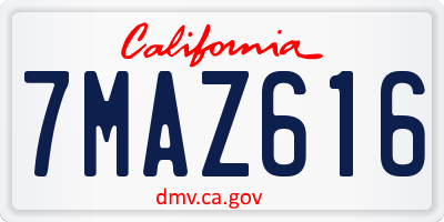 CA license plate 7MAZ616