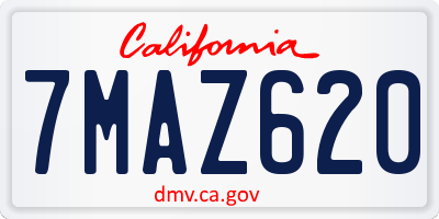 CA license plate 7MAZ620