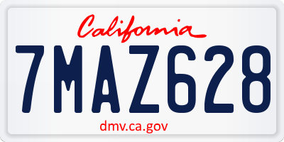 CA license plate 7MAZ628