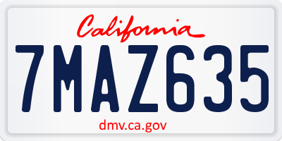 CA license plate 7MAZ635