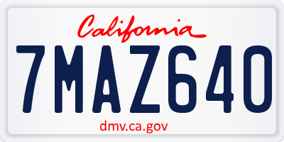 CA license plate 7MAZ640