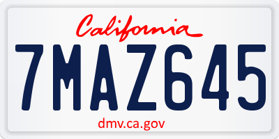 CA license plate 7MAZ645