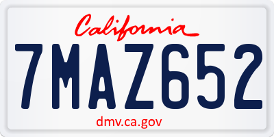CA license plate 7MAZ652
