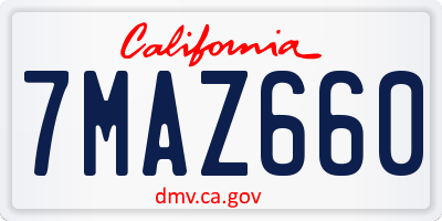 CA license plate 7MAZ660