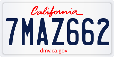 CA license plate 7MAZ662