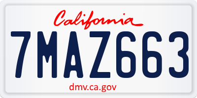 CA license plate 7MAZ663