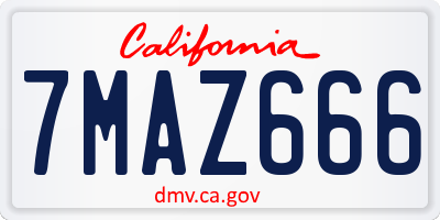 CA license plate 7MAZ666