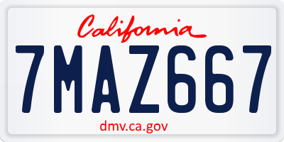 CA license plate 7MAZ667