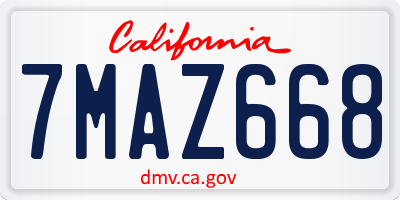 CA license plate 7MAZ668