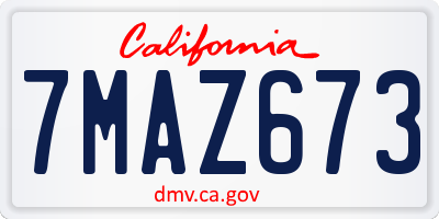 CA license plate 7MAZ673
