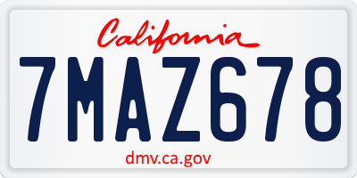CA license plate 7MAZ678