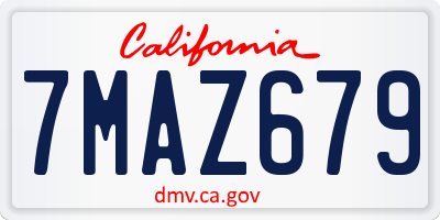 CA license plate 7MAZ679