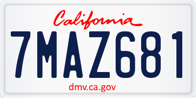 CA license plate 7MAZ681