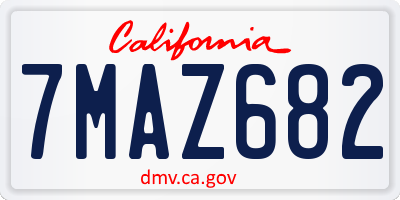 CA license plate 7MAZ682