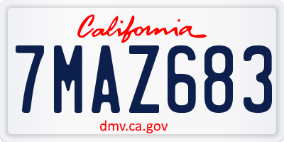CA license plate 7MAZ683