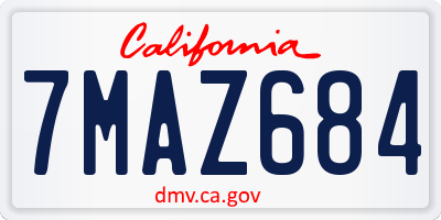 CA license plate 7MAZ684