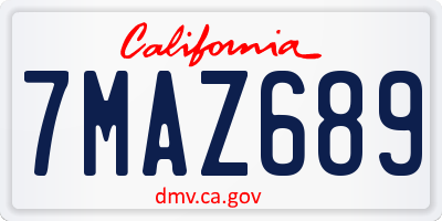 CA license plate 7MAZ689