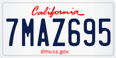 CA license plate 7MAZ695