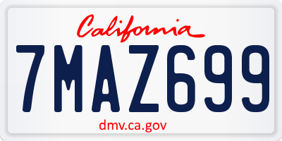 CA license plate 7MAZ699