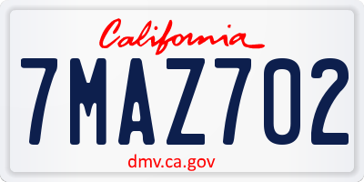 CA license plate 7MAZ702