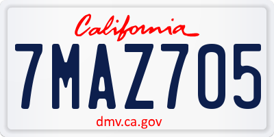 CA license plate 7MAZ705