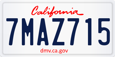 CA license plate 7MAZ715