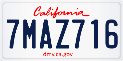 CA license plate 7MAZ716