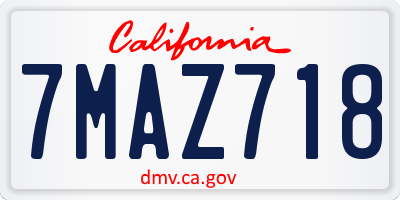 CA license plate 7MAZ718