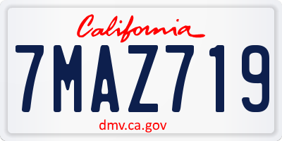 CA license plate 7MAZ719