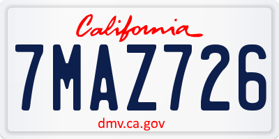 CA license plate 7MAZ726