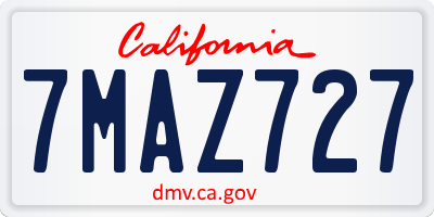 CA license plate 7MAZ727