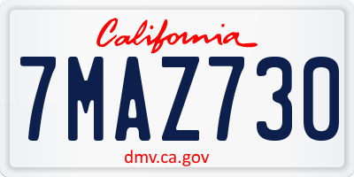 CA license plate 7MAZ730