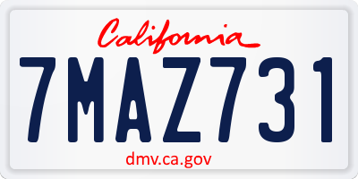 CA license plate 7MAZ731