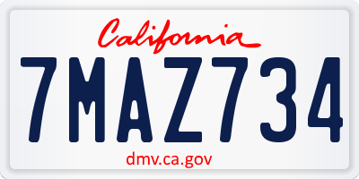 CA license plate 7MAZ734