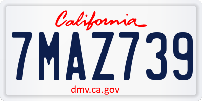 CA license plate 7MAZ739