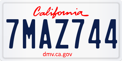 CA license plate 7MAZ744