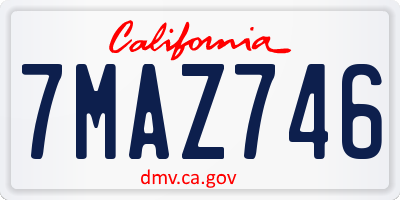 CA license plate 7MAZ746