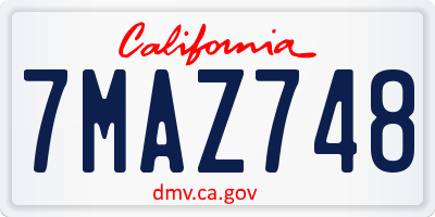 CA license plate 7MAZ748