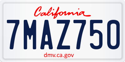 CA license plate 7MAZ750