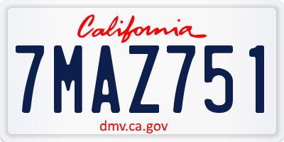 CA license plate 7MAZ751