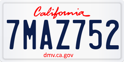 CA license plate 7MAZ752