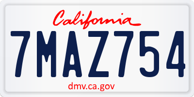 CA license plate 7MAZ754