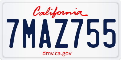 CA license plate 7MAZ755