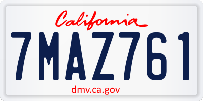 CA license plate 7MAZ761