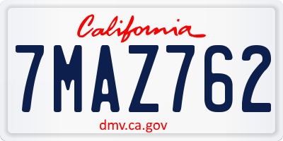 CA license plate 7MAZ762