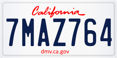 CA license plate 7MAZ764