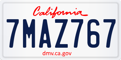 CA license plate 7MAZ767