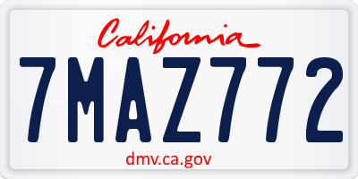 CA license plate 7MAZ772