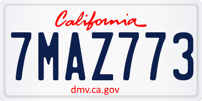 CA license plate 7MAZ773