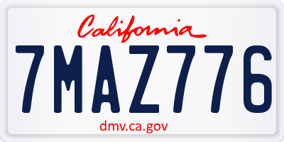 CA license plate 7MAZ776
